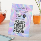 Signe De Table Trendy Holographic QR Code | Connect With Us  (In SItu)