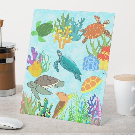 Signe De Table Trésors Sous-Mer Tortues Et Coraux (In SItu)