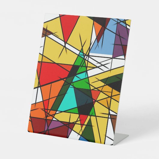 Signe De Table Triangle Coloré Géométrique Moderne (Recto)