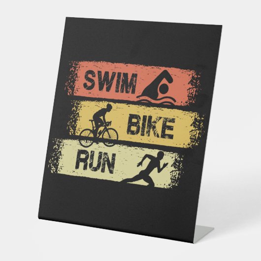 Signe De Table Triathlon - Course à vélo de natation (Recto)