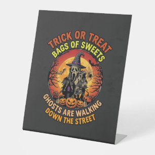 Signe De Table Trick Or Treat Halloween Fantôme Citrouille Maison
