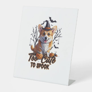 Signe De Table Trop mignon pour effrayer drôle d'Halloween chien 