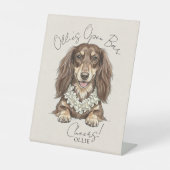 Signe De Table Tropical Dachshund Wedding Drinks On Me (Recto)