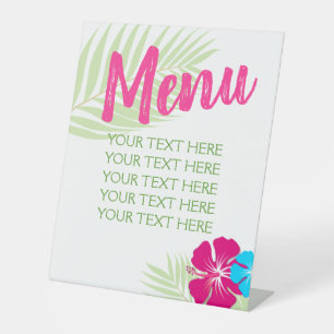 Signe De Table Tropical Luau Hawaiian Editable Menu Table Party