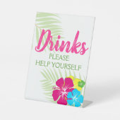 Signe De Table Tropical Luau Hawaiian Hibiscus Boissons Table Par (Recto)