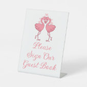 Signe De Table Tropical Pink Flamingo Beach Wedding Guest Book (Recto)
