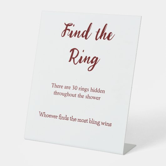 Signe De Table trouver le ring mariage nuptiale douche jeu (Recto)