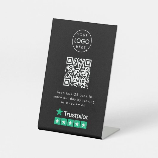 Signe De Table Trustpilot Nous revoir Black Business QR Code (Recto)