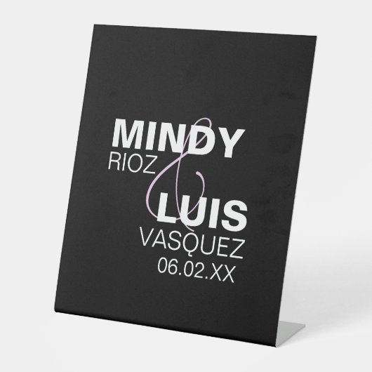 Signe De Table Ttypographie gras Ampersand rose noir (Recto)