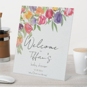 Signe De Table Tulipes d'élégance rustique et Baby shower de verd