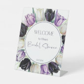 Signe De Table Tulipes noires et blanches Douche nuptiale Bienven (Recto)