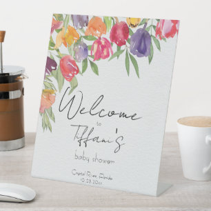 Signe De Table Tulipes rayonnantes Vibrant Baby shower floral