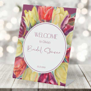 Signe De Table Tulipes rouges et jaunes Douche nuptiale Bienvenue