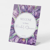 Signe De Table Tulipes violettes Douche nuptiale Bienvenue (Recto)