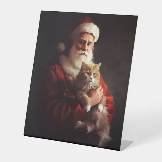 Signe De Table Turc Angora Chat Santa Claus Festif Noël (Recto)