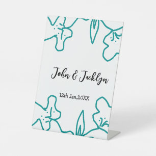 Signe De Table Turquoise bleu couple nom date flstylish