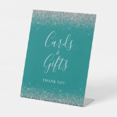 Signe De Table Turquoise Blue Silver Parties scintillant Cartes d (Recto)