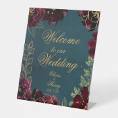 Signe De Table Turquoise Bordeaux Jewel Tones Mariage (Recto)