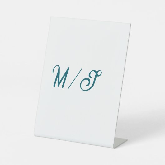 Signe De Table Turquoise monogramme nom de couple marié simple st (Recto)