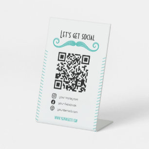 Signe De Table Turquoise QR code barber shop me scanner médias so