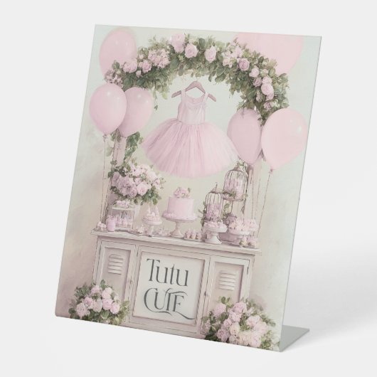 Signe De Table Tutu Cute Ballet Rose Ballerina Thème pour filles (Recto)
