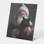 Signe De Table Tuxedo Chat avec Noël Festif du Père Noël (Recto)
