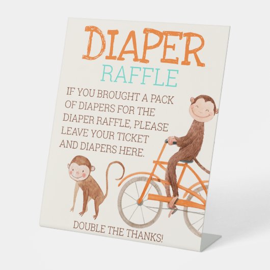 Signe De Table Twins Baby shower mignon singe double problème (Recto)