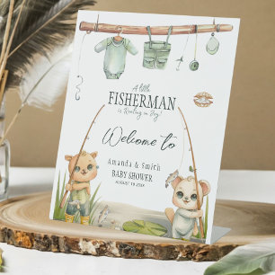 Signe De Table Typographie Baby shower pêcheur rustique