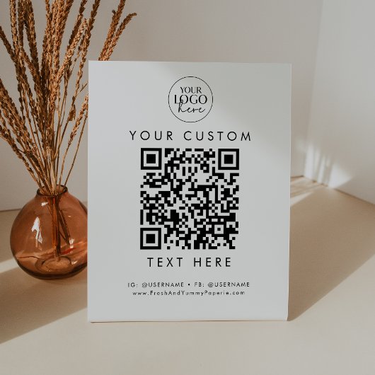 Signe De Table Typographie chic Logo d'entreprise Code QR personn