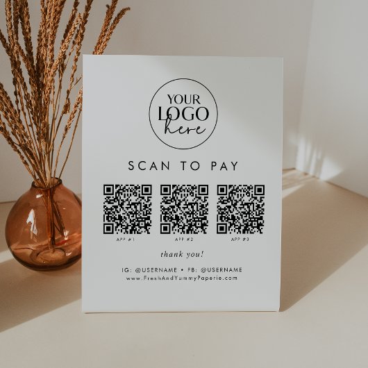 Signe De Table Typographie Chic Logo d'entreprise QR Code numéris