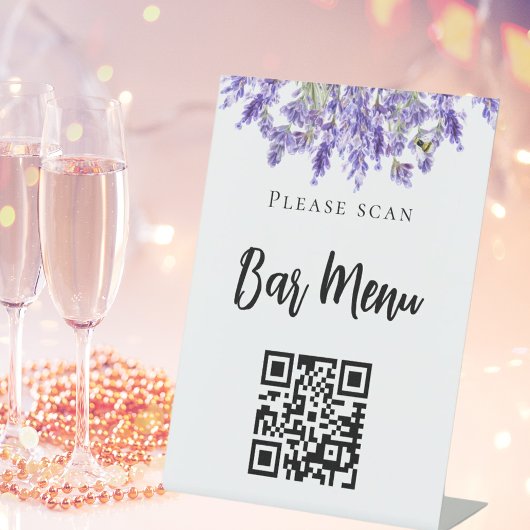 Signe De Table Typographie code QR menu bar Lavande