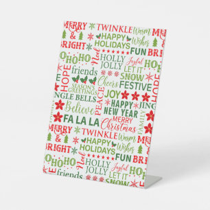 Signe De Table Typographie de Noël rouge et vert sans couture