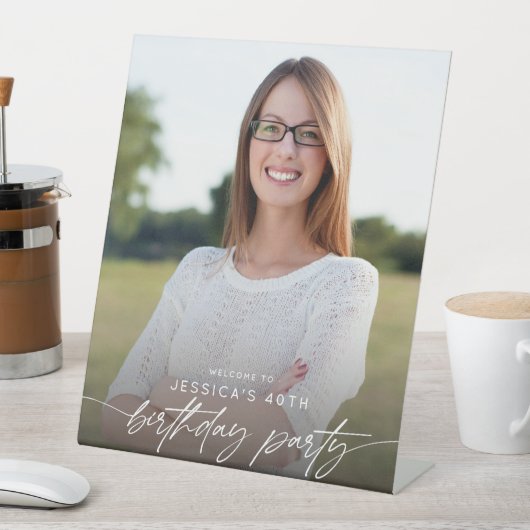 Signe De Table Typographie de script photo moderne 40e anniversai (In SItu)