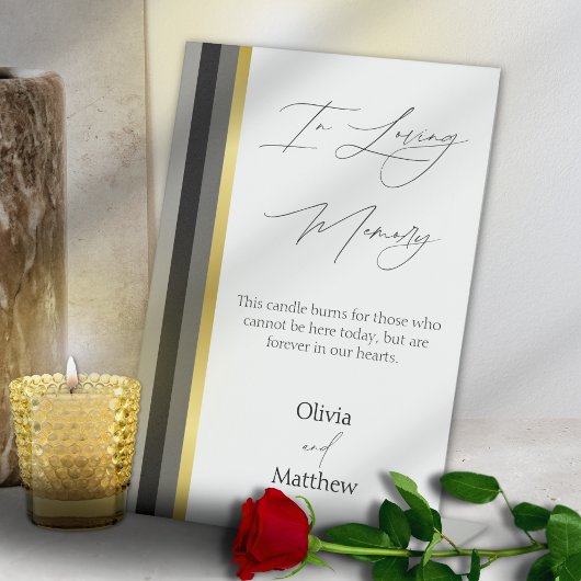 Signe De Table Typographie élégante Noir Blanc Or Mariage