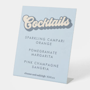 Signe De Table Typographie Gras Cocktails de Mariage Groovy Bleu