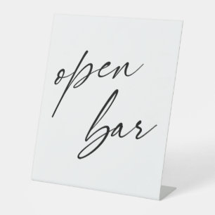 Signe De Table Typographie Manuscrite Contemporaine Bar Ouvert