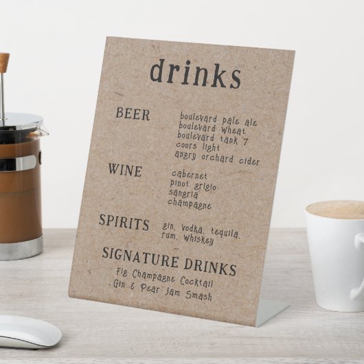 Signe De Table Typographie manuscrite décontractée Kraft (In SItu)