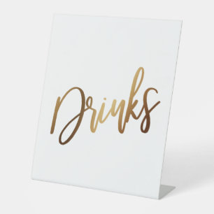 Signe De Table Typographie manuscrite dorée simple "Boissons"