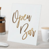 Signe De Table Typographie Manuscrite Or Simple Bar Ouvert (In SItu)