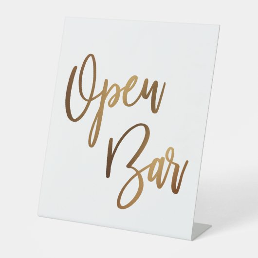 Signe De Table Typographie Manuscrite Or Simple Bar Ouvert (Recto)