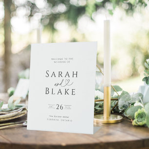 Signe De Table Typographie Noir Blanc Petite Affiche de bienvenue