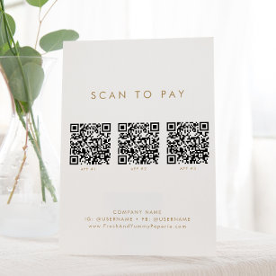 Signe De Table Typographie Or Chic Business QR Code Scan pour pay