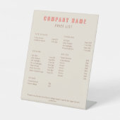 Signe De Table Typographie rétro rose et orange (Recto)