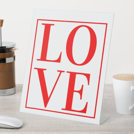 SIGNE DE TABLE TYPOGRAPHIE ROUGE D'AMOUR TEXTE DE LA SAINT-VALENT (In SItu)