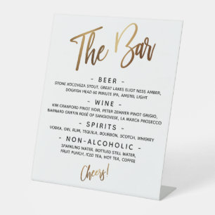 Signe De Table Typographie simple d'écriture manuscrite en or "Th