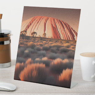 Signe De Table Uluru "Ayers Rock" Australia Oil Paint,
