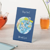 Signe De Table Un astronaute amusant dans l'espace et la bande de (In SItu)