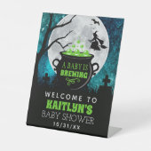 Signe De Table Un Bébé brasse Baby shower Halloween Bienvenue (Recto)