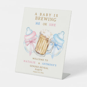 Signe De Table Un bébé brasse de la bière Révélation de genre Bie