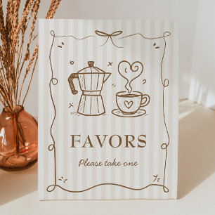 Signe De Table Un bébé brasse du café Baby shower Faveurs Signer